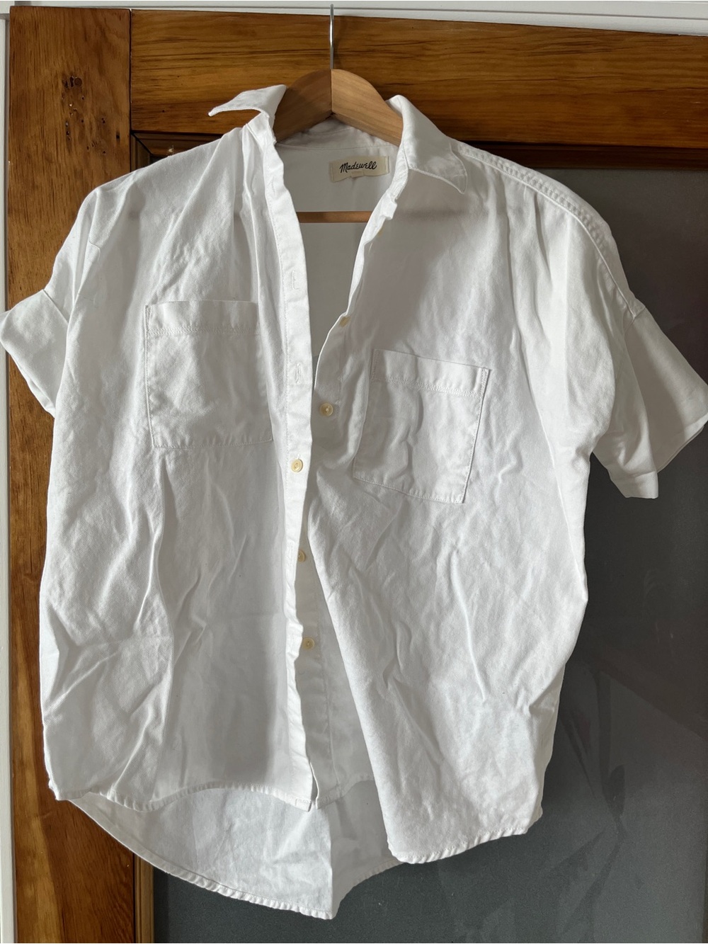 Madewell White Short-Sleeve Button-Down Shirt